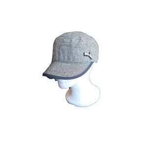 PUMA Women's Gray Tweed Cadet Military Cap Adjustable Wool Blend Newsboy Hat